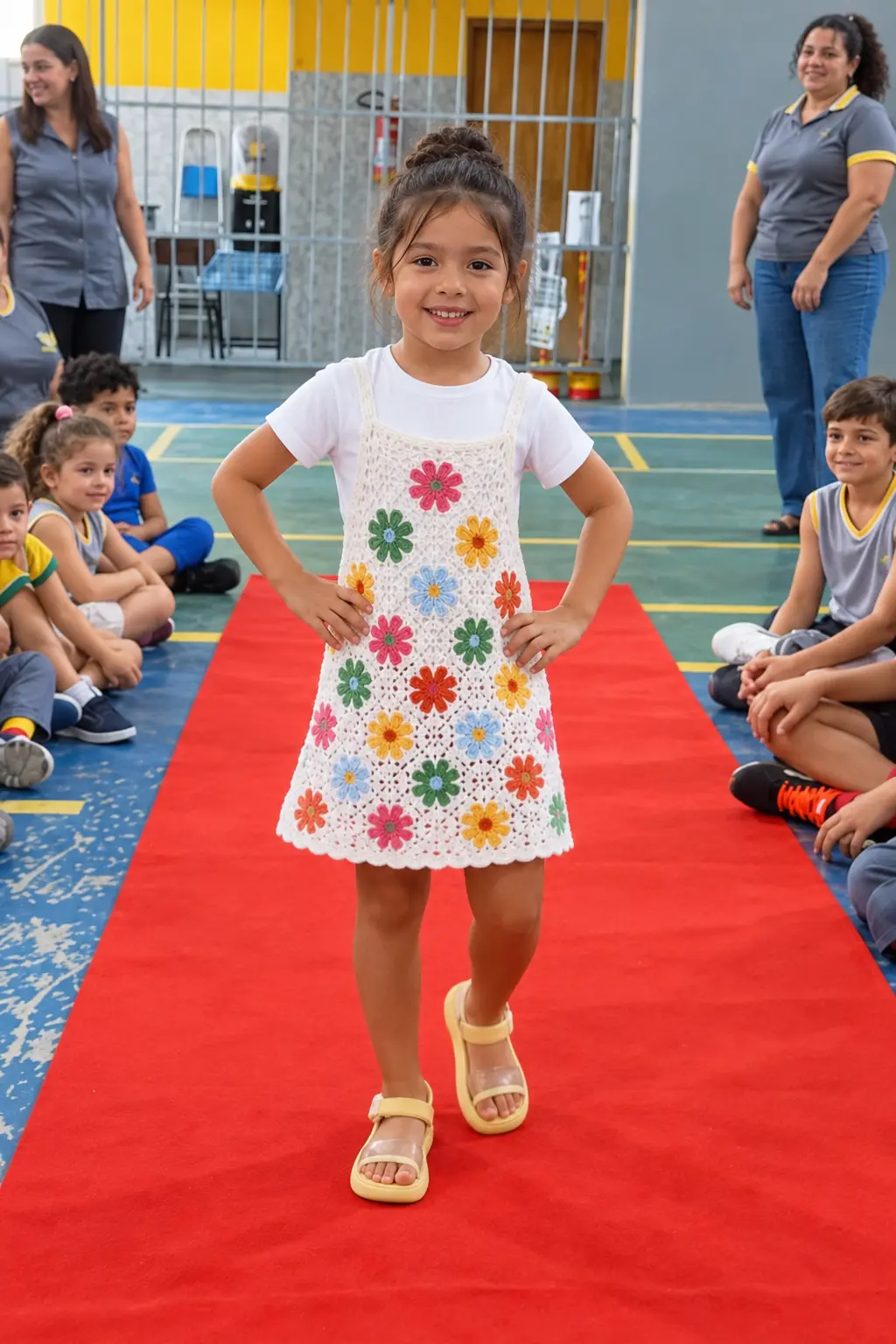 Aluna do Sagres desfilando no tapete vermelho em evento da escola